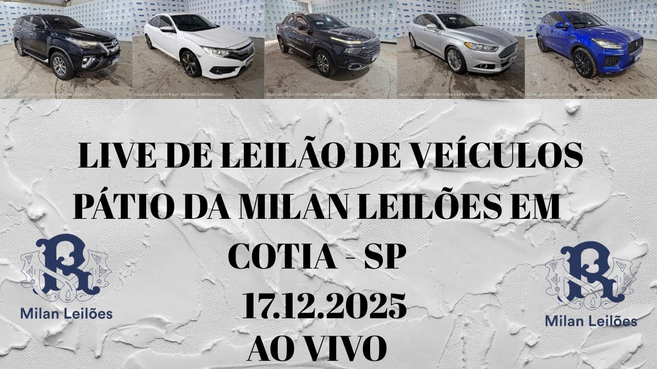 LIVE DE LEILÃO DE VEÍCULOS NO PÁTIO DA MILAN LEILÕES DIA 17.12.25