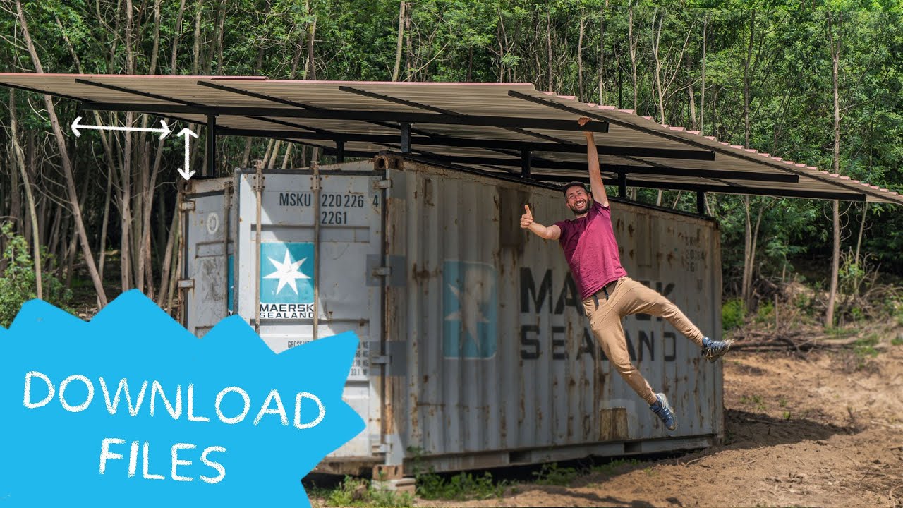 #76 Built a big metal roof on a 20ft shipping container (+ technical drawings)