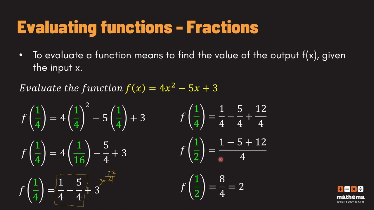 Fractions - Evaluating Functions
