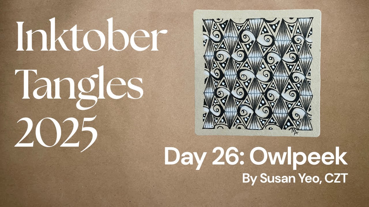 Inktober Tangles - Day 26 - Owlpeek