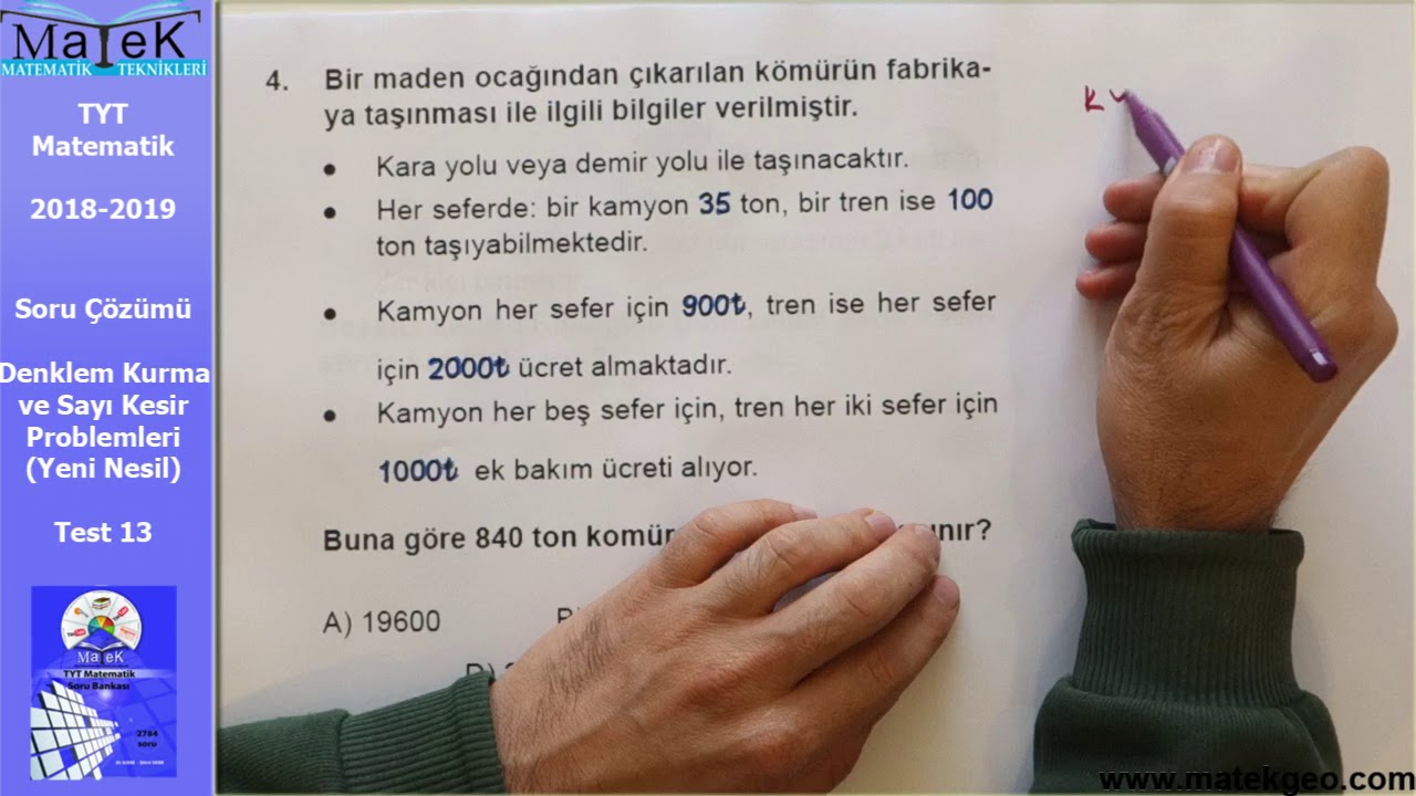 Denklem Kurma Problemleri Soru Çözümü | Yeni Nesil Sorular | Test 13 (PDF var)