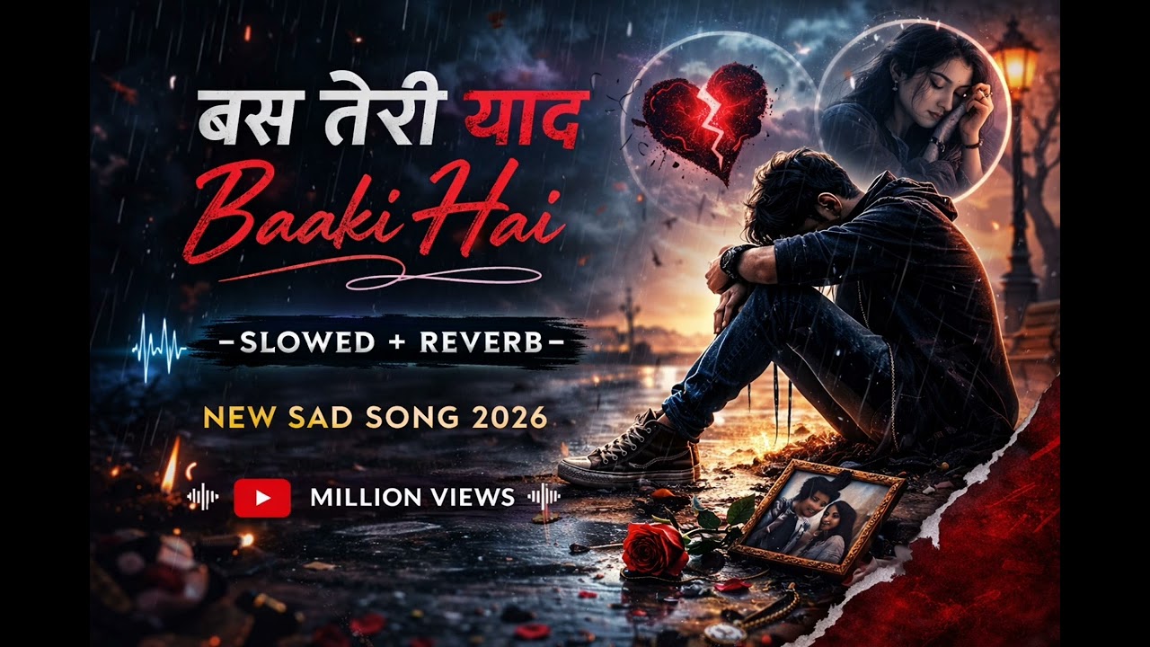 Bas teri yaad baaki hai #slowed reverb #sadsong 💔❤️‍🩹💔❤️‍🩹#1million target 🎯