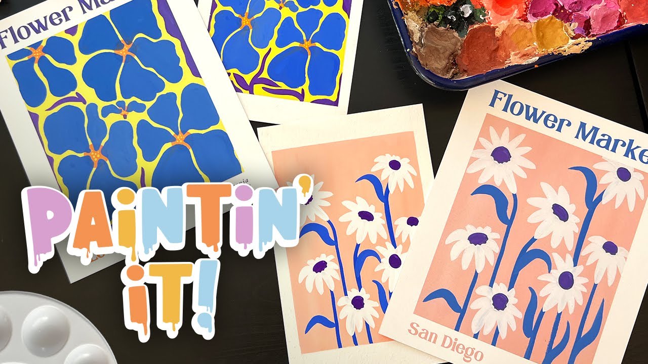 Painting and Designing two abstract Flower Market Posters 🎨 Paintin’ it with Philip Boelter 🌼 Art