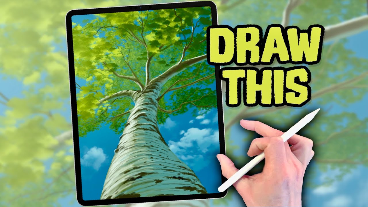 PROCREATE DRAWING Tutorial Landscape in EASY Steps - Tree Canopy sky