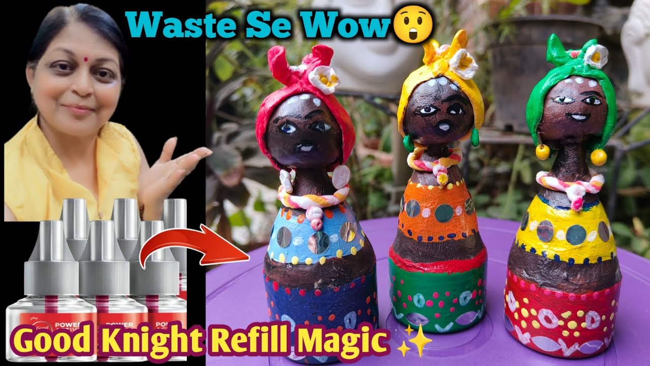 Used Good Knight Refill से बनाई Colourful Tribal Dolls | कचरे से कलाकारी♻️ | Doll Making at Home ✨