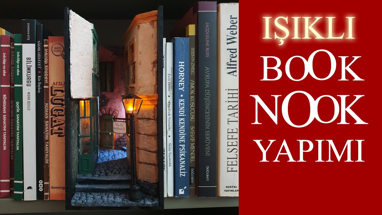 Kitapların Arasında Minyatür bir sokak ( Book Nook Işıklı Kitaplık Dekoru DIY )