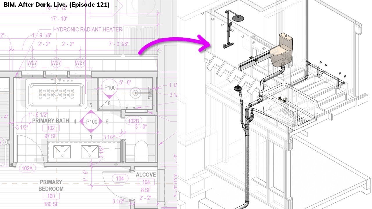 Plumbing the Primary Bath in Revit... in 3D! (The North Wing - PT 7)