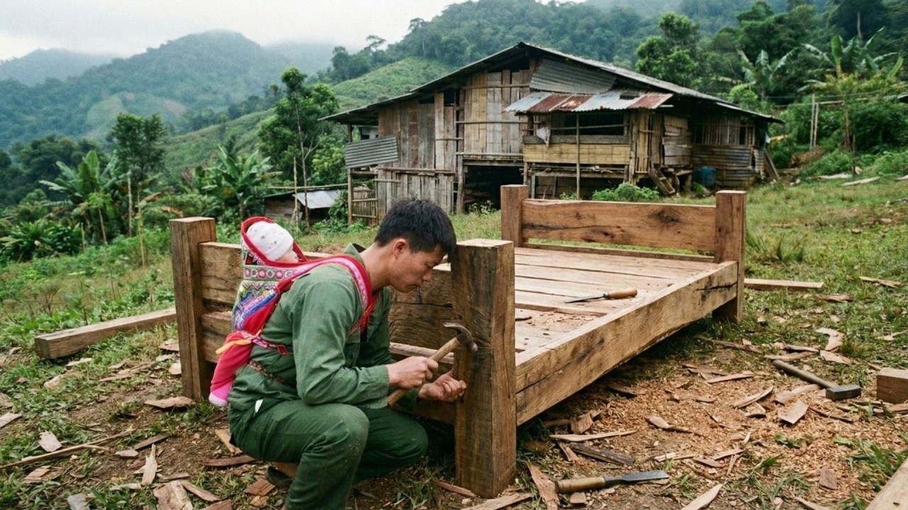 Building a Handmade Wooden Bed to Complete the Interior of a Happy Home