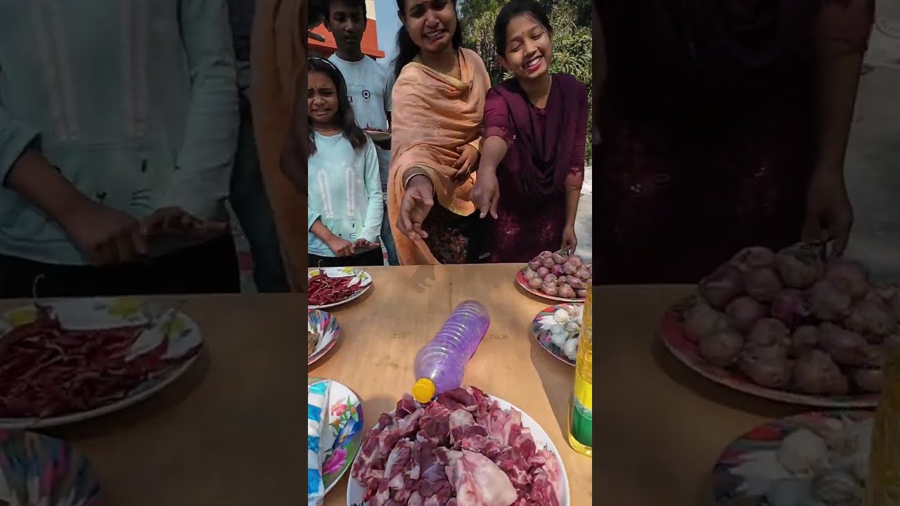 খাশির মাংসের মজার চ্যালেঞ্জ, সাথে পিয়াজ মরিচের ঝাল।