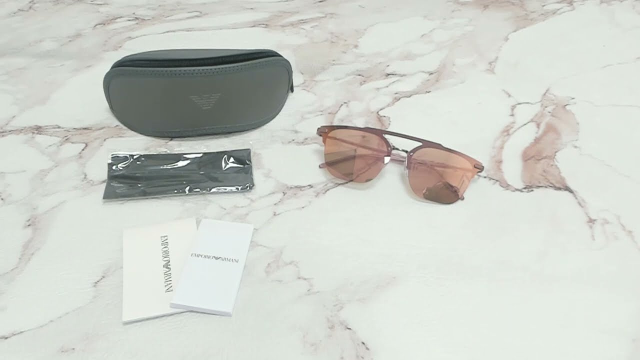 Emporio Armani Sunglasses Model-EA2090 Color-3296/7J Matte Pink/Grey-Rose Gold Mirror Lenses