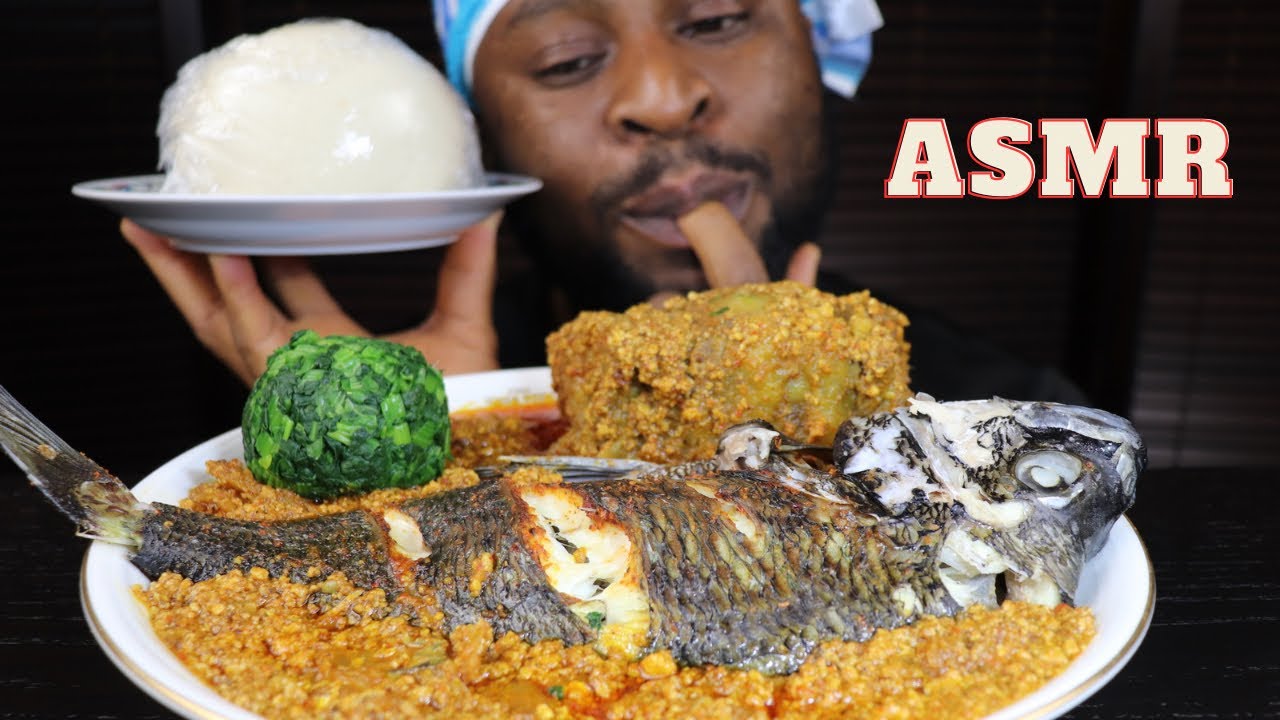 Mukbang Asmr Tilapia Fish,Massive Oxtail Egusi Soup with Pounded Yam/African Mukbang/Black in Japan