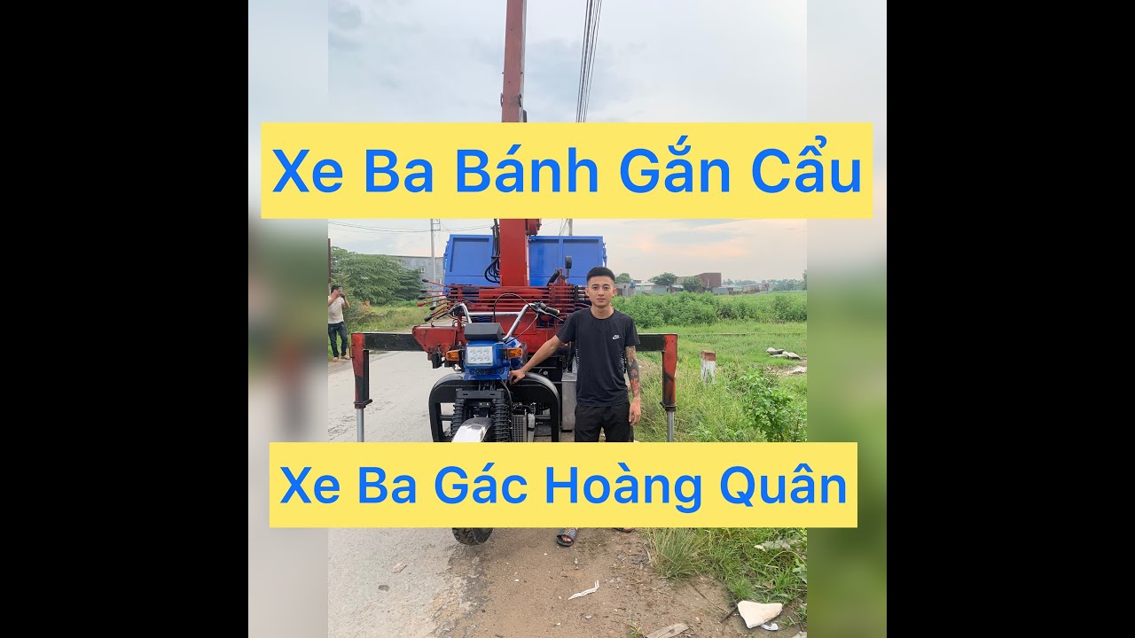 Cận cảnh sử dụng xe ba b&aacute;nh cẩu Unic 2 tấn, xe ba g&aacute;c gắn cẩu - Xe Ba B&aacute;nh Ho&agrave;ng Qu&acirc;n 0842.555.247