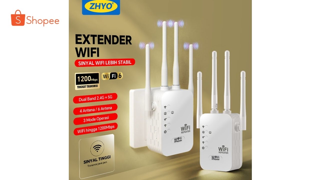 Penguat Sinyal WiFi 1200Mbps – 4/6 Antena, Jangkauan Luas & Stabil