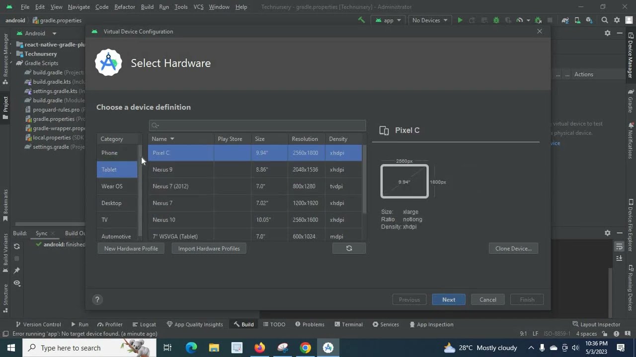 Ошибка при запуске приложения. Целевое устройство не найдено. Android Studio. Эмулятор не установ...