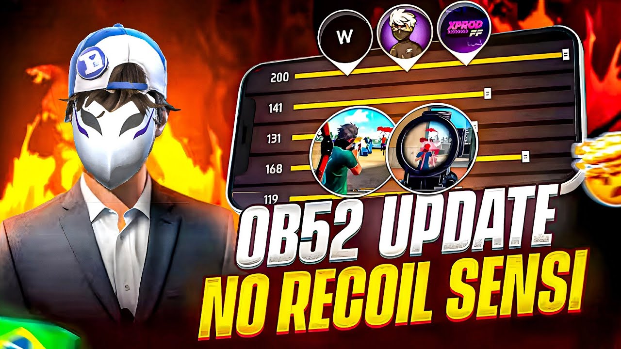 OB52 UPDATE NO RECOIL SENSI🤯🇧🇷|| BEST SENSITIVITY AFTER UPDATE😱|| NO RECOIL ❌ 💯 WORKING|| FREE FIRE