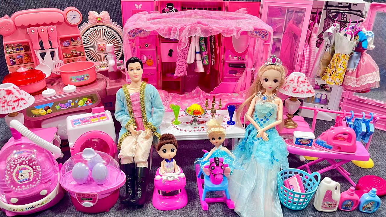 11 Minutes Satisfying with Unboxing Barbie Princess Pink House, Rock Bed Play Set Review Toys | ASMR