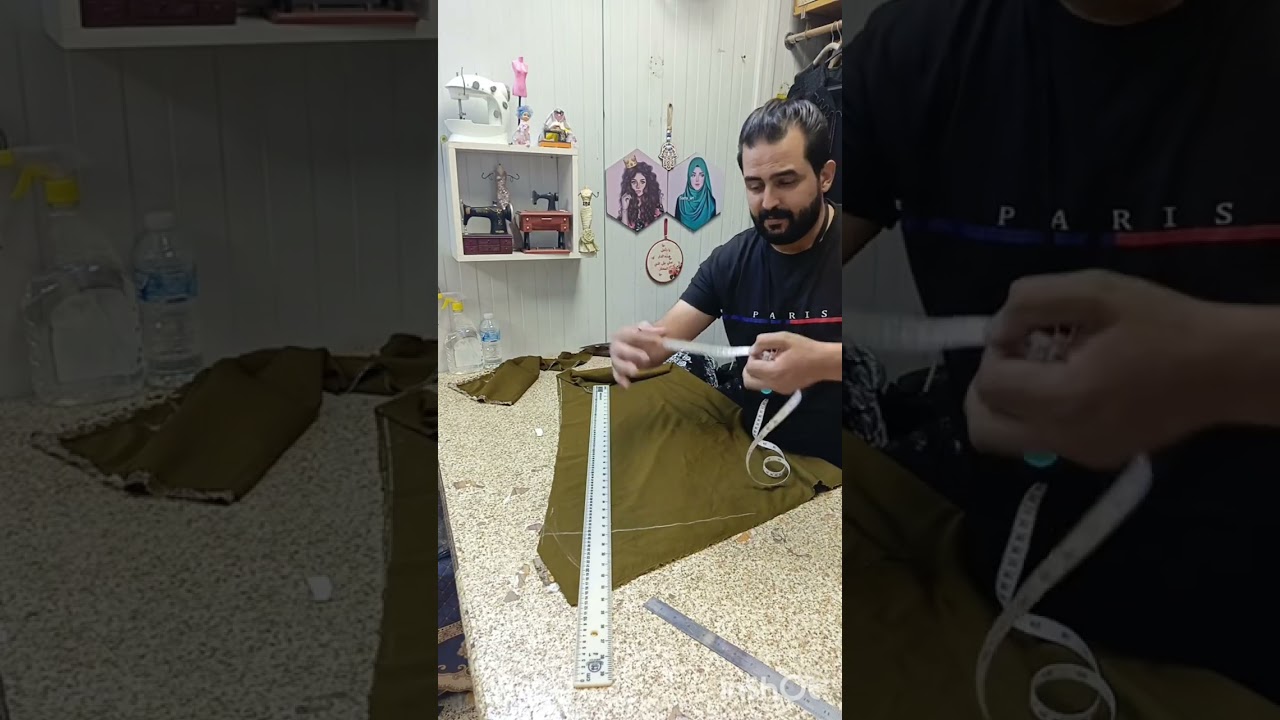 أسهل طريقة فصال وخياطة موديل رياضي تطعيم معاكس شتغلتة على الايف للخياط محمد الساعدي 