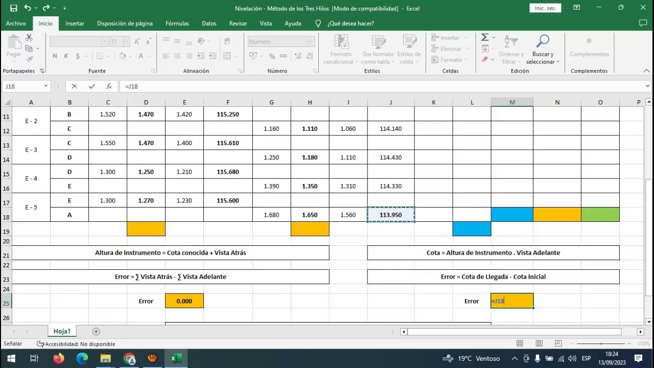 Método de los Tres Hilos - Nivelación Simple Cerrada