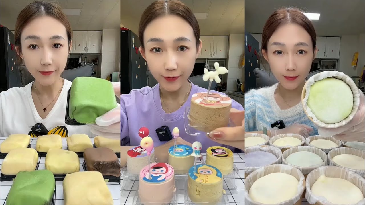 ASMR 🍵Matcha Chocolate Cake,Mini Cake, Snow Mochi Dessert |Soft & Satisfying Eating Sounds #asmr
