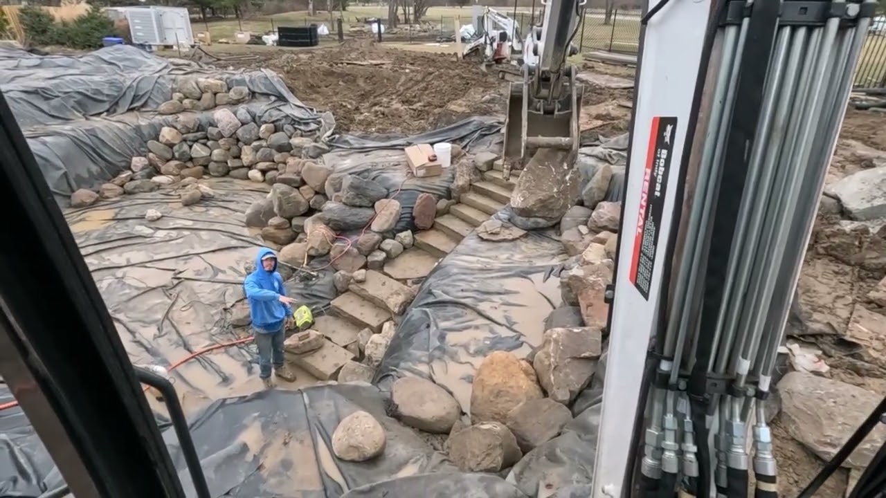 Backyard Oasis - Stacking Rock with the Excavator