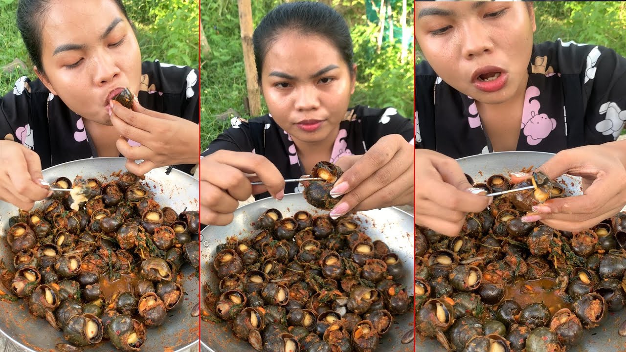 Yummy snail, mukbang snail fried , Amazing foods , eating spicy snail so yummy 2