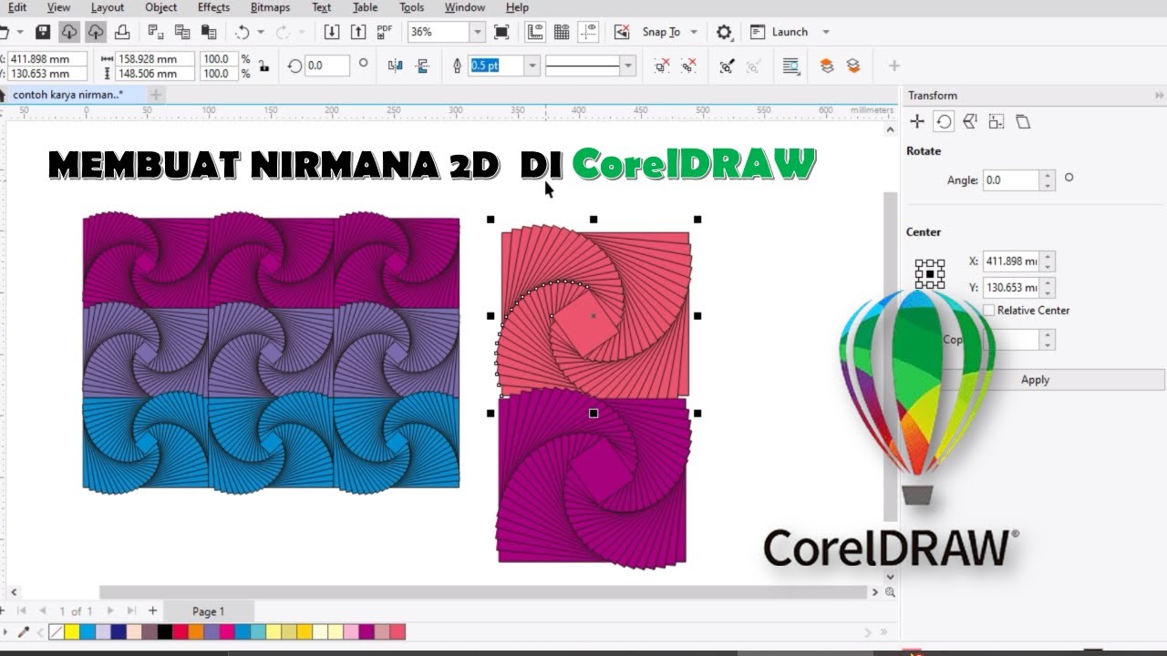 cara membuat gambar nirmana di Coreldraw
