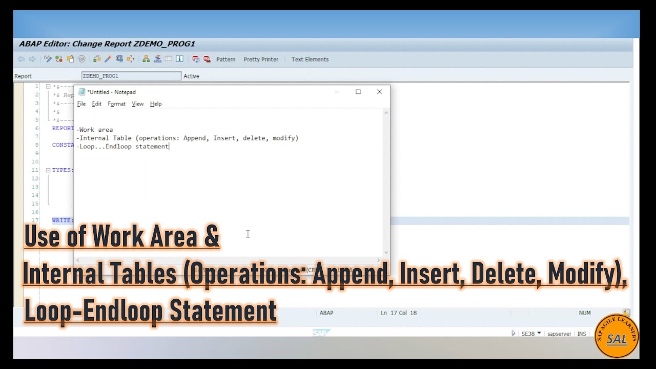 4.Use of Work Area, Internal Tables(Operations: Append, Insert, Delete, Modify) And Loop-Endloop