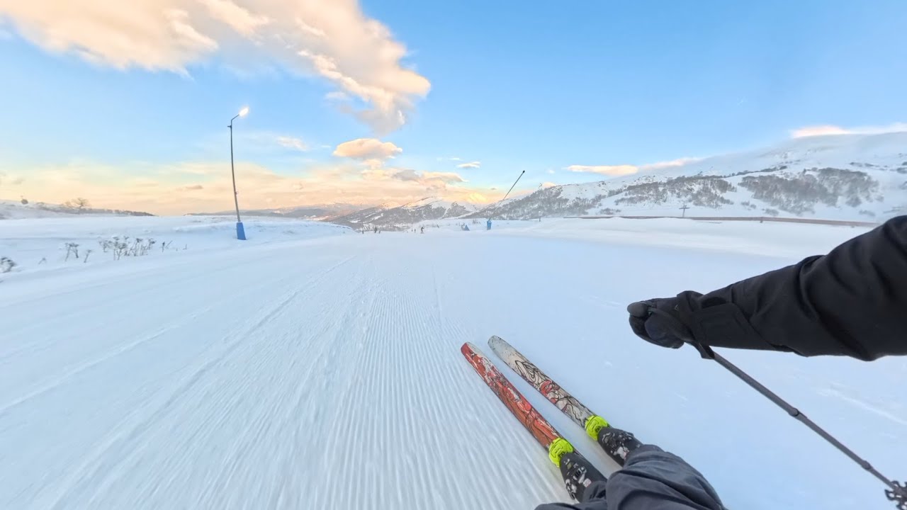 Bakuriani Sunset Skiing - 4K
