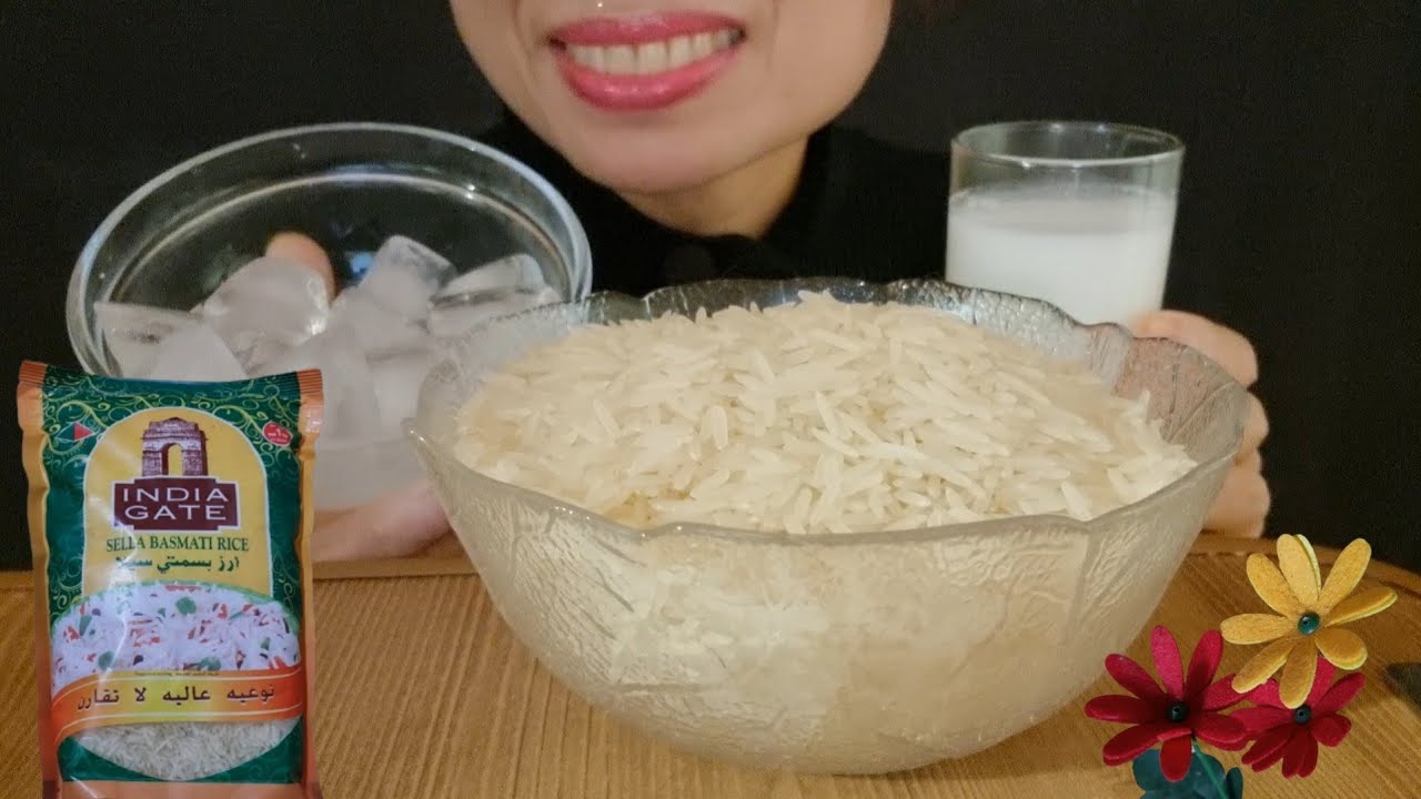 |73|Raw rice mixed with milk and ice/ Beras Gerbang India dicampur dengan susu dan es@SuChinASMR