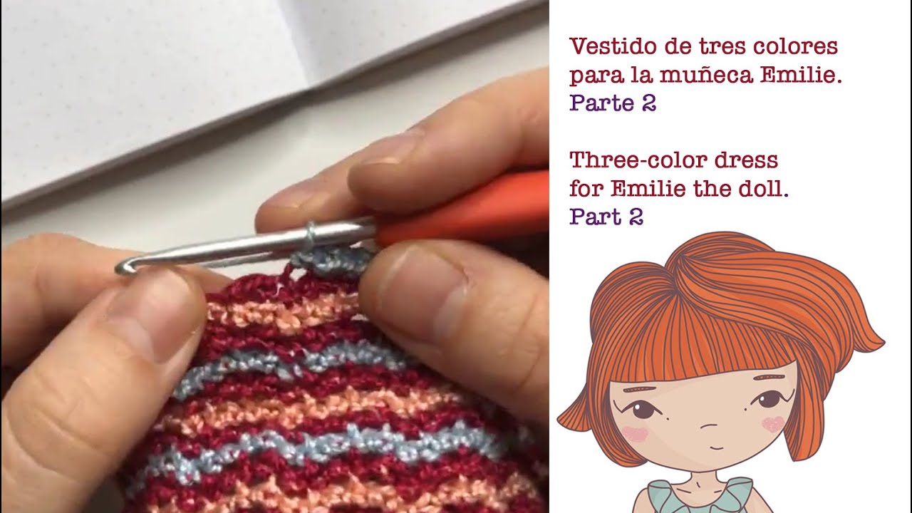 Vestido de tres colores a ganchillo. Parte 2