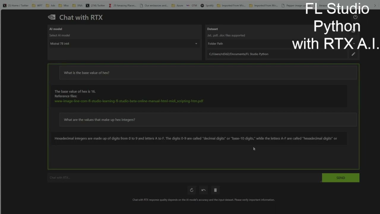 Chat With RTX about the Python programming API in FL Studio