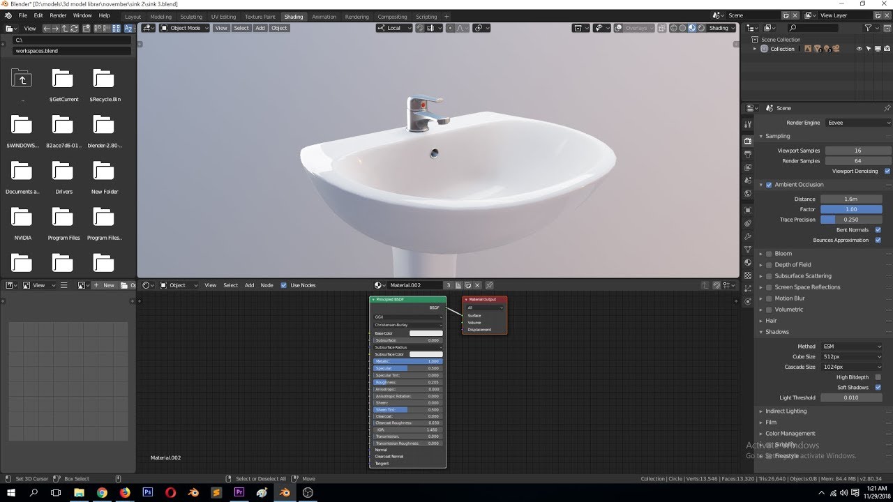 modeling a sink in blender 2.8 archiviz 3d assets