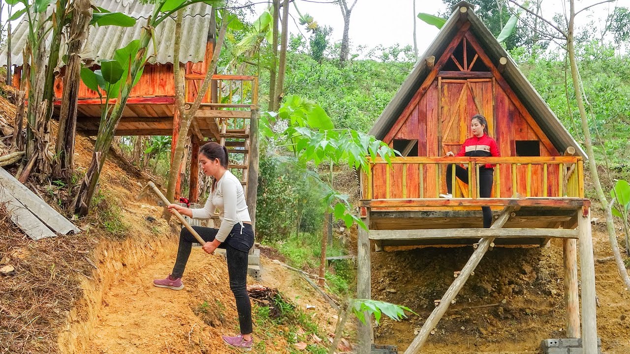 Reinforce Cabin Pillar Base With Brick and Concrete / Building New Log Cabin from Old Wooden House