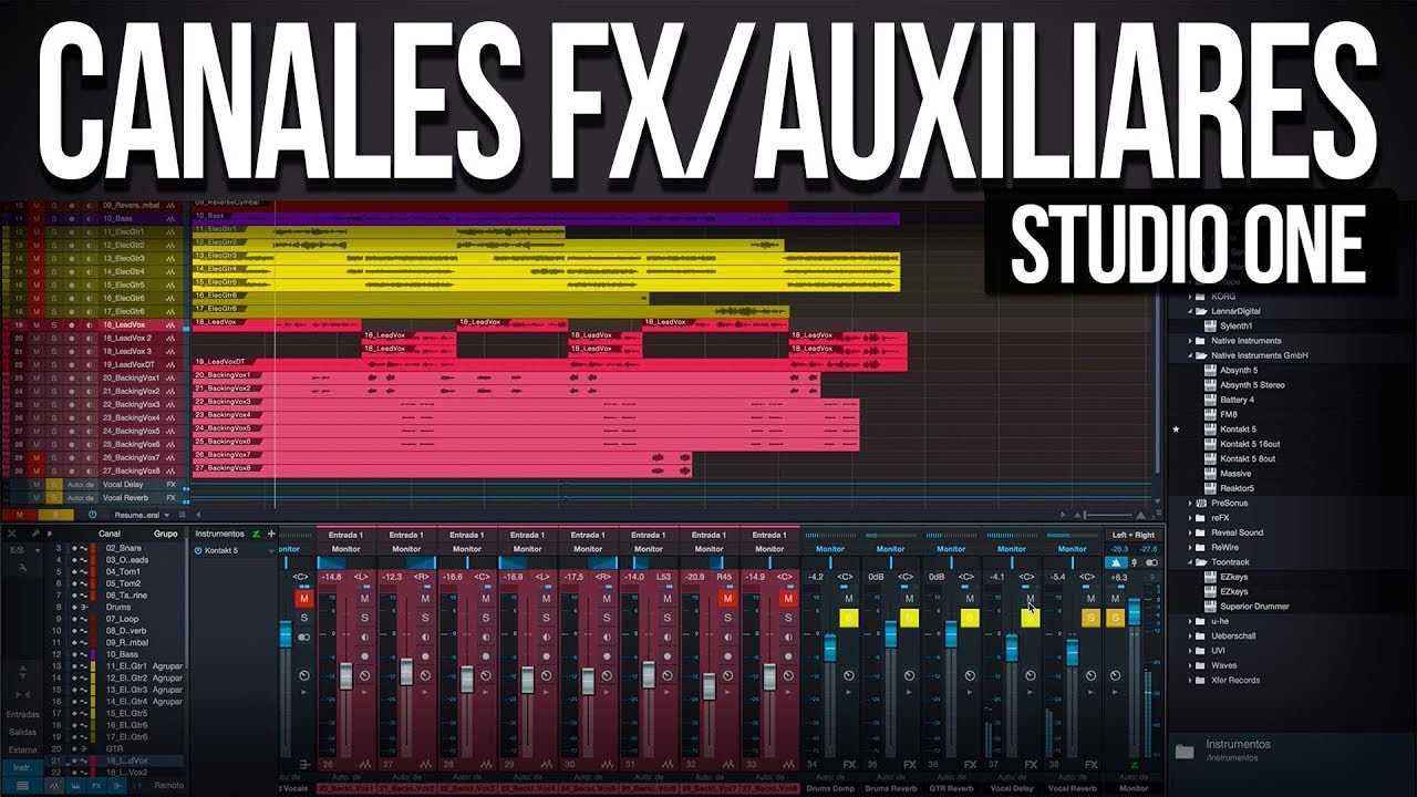 Canales FX/Auxiliares y Envíos en Studio One