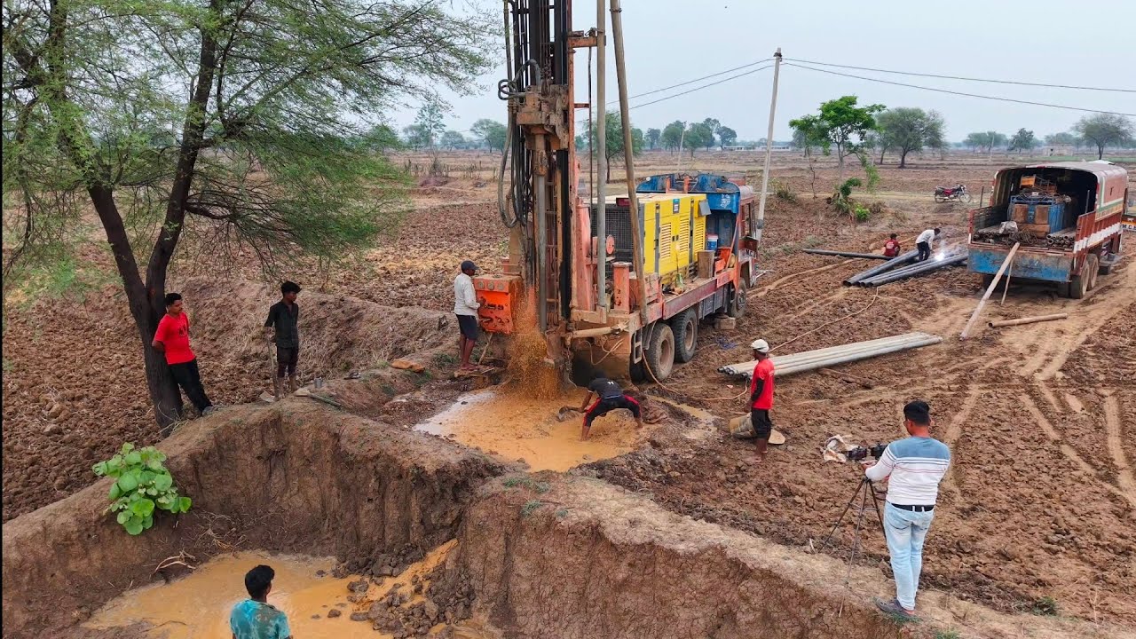 Borewell drilling In Agriculture | 120 Feet Depth 5Hp Water Journey | Maa Chandi Borewell Machine
