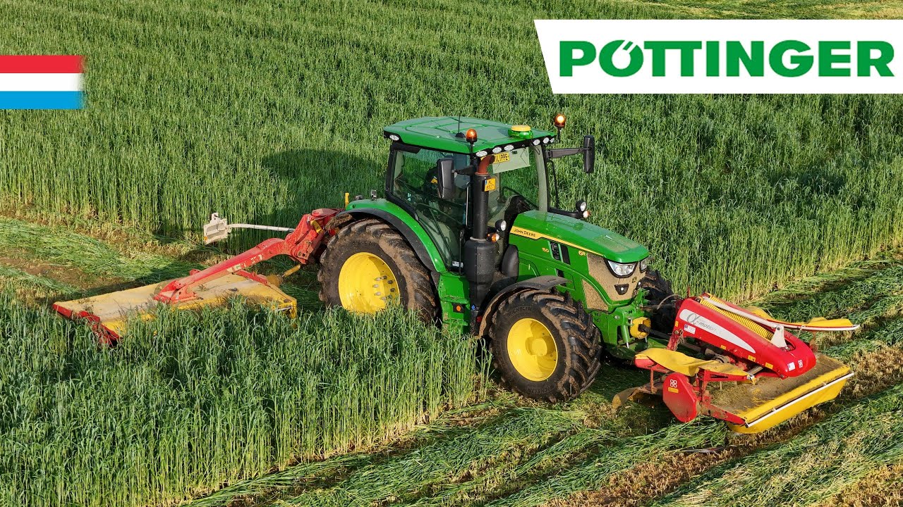 Grünroggen mähen | John Deere 6R150 // Pöttinger Eurocat | Luxemburg 2024