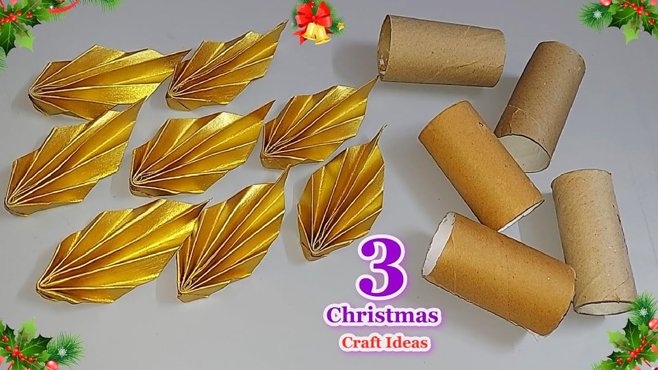 3 New Economical Christmas decoration idea with waste Empty rolls | DIY  Christmas craft idea🎄107