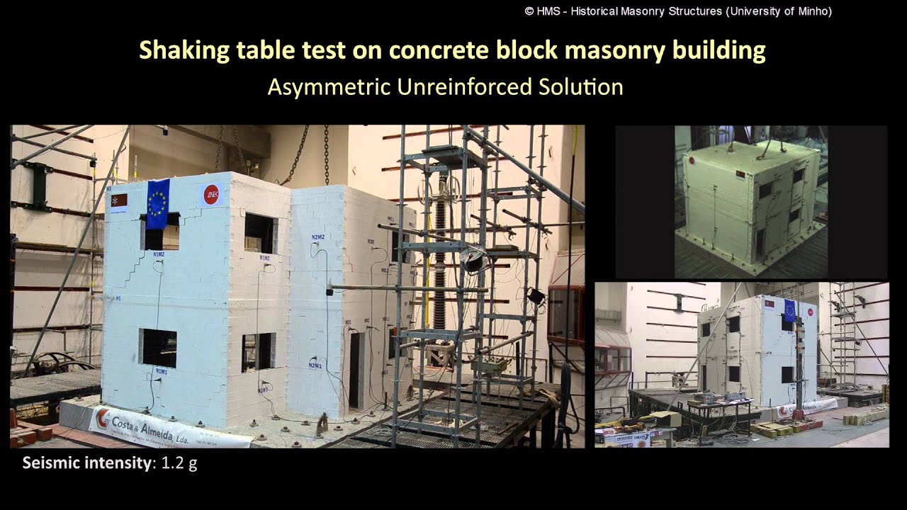 Shaking table test on concrete block masonry building: Asymmetric Unreinforced Solution