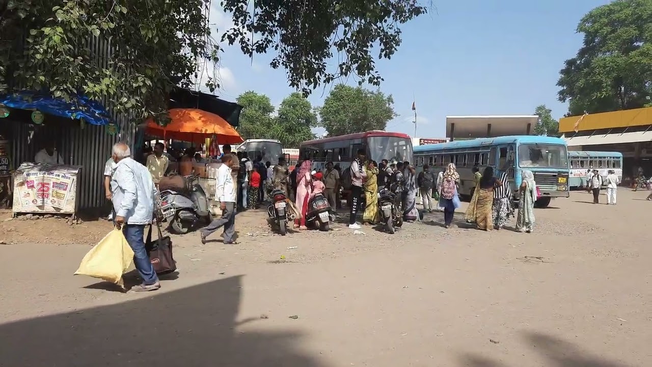Amalner taluka bus stand 4k free stock footage video 