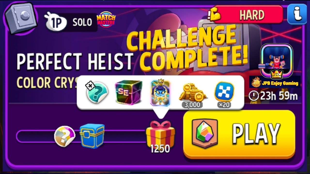 Color Crystals Solo Challenge Perfect Heist/1250 Score/Match Masters