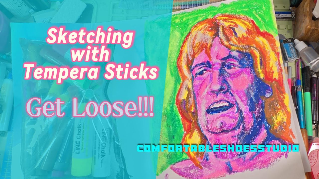Sketching a Loose Portrait with Tempera Sticks  - Art Making 174