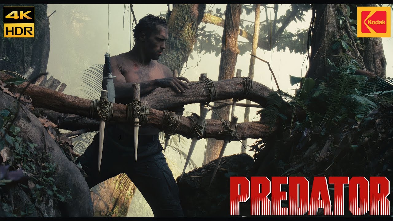 Predator (1987) Dutch prepares for war Movie Clip Scene 4K HDR10+ Kodak 2383 D55