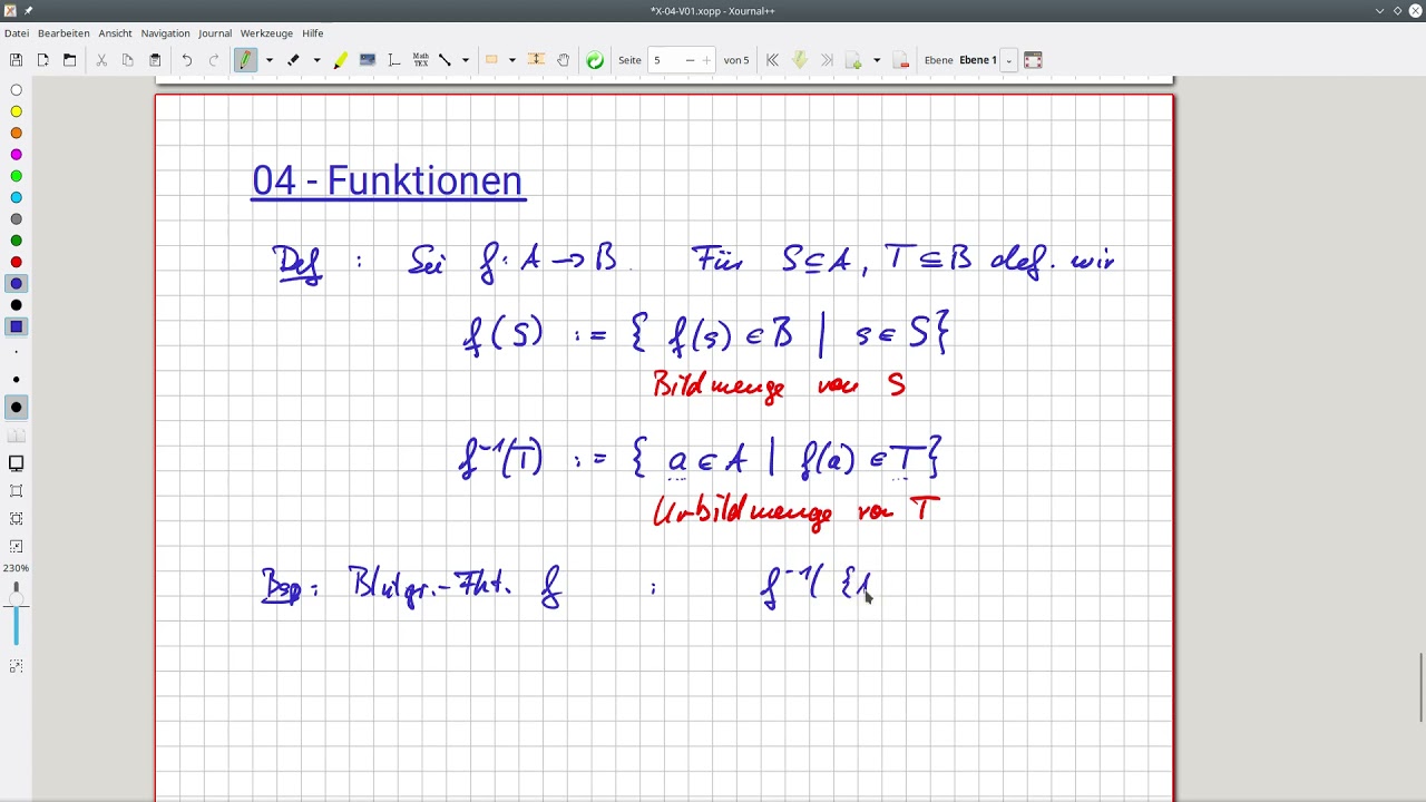 Analysis Funktionen: Definition Bildmenge und Urbildmenge #04-03