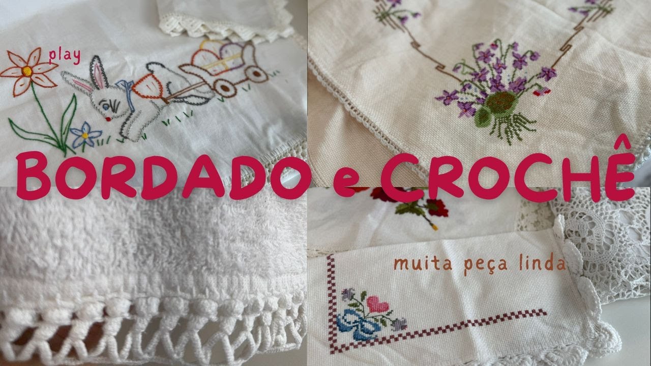 MOSTRANDO MEU ENXOVAL CROCHÊ E BORDADO | panos de prato e toalhas de mesa