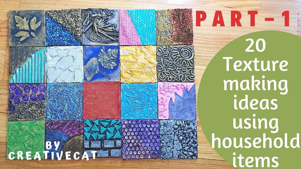 20 Texture Making Ideas using household items ( Part 1), Mural art, Mixed media art, art and craft