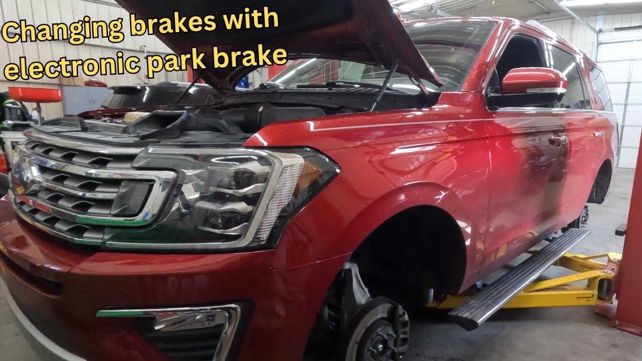 Placing the park brake in maintenance mode on a 2018 Ford Expedition without a scan tool.