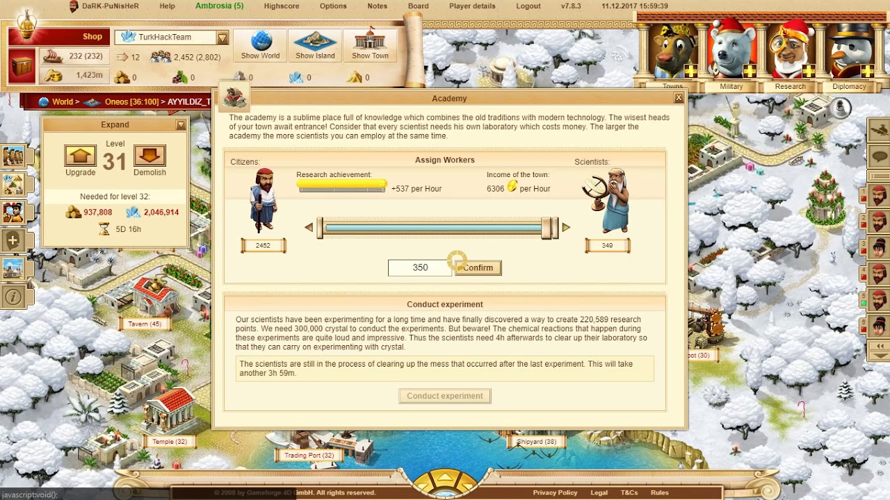 Ikariam USA/ALPHA Dark Punisher 60 Million Research Points