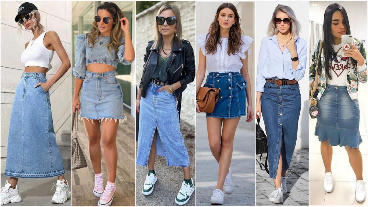 ESPECTACULARES IDEAS DE OUTFITS PARA COMBINAR FALDAS DE JEAN Y TENIS 💙🤍