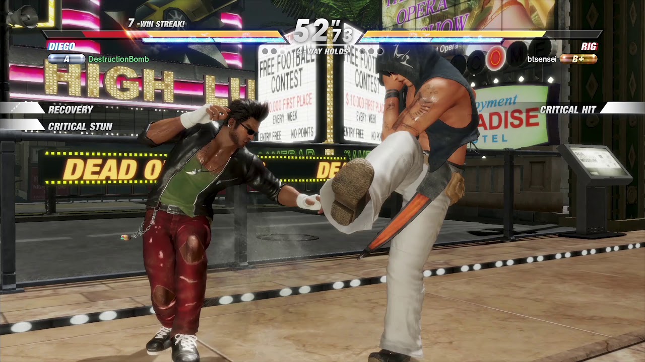 Dead or Alive 6 [4K60FPS] Diego (DestructionBomb) vs Rig