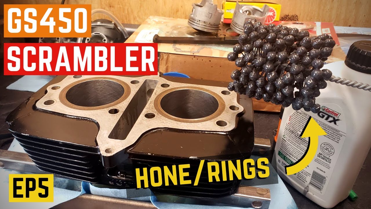 Custom Suzuki GS450 Scrambler - Honing The Cylinders/ New Piston Rings - HOW-TO - EP5
